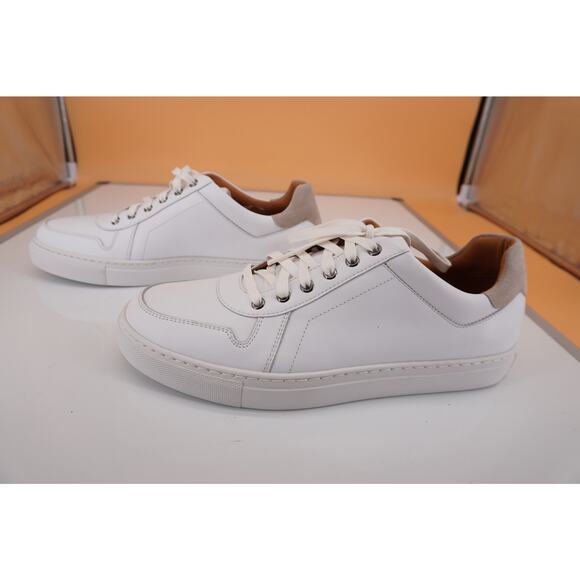 Magnanni Bobbie Ivory White Leather Low Top Sneaker SZ 8 New Lace Up Burnished - Picture 8 of 12